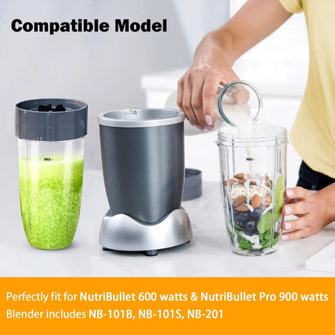2 Pack Blender Extractor Cross Blade Replacement Parts Kit For 600W And Pro 900W Series Blenders Fits NB-101B NB-101S NB-201 viewed in use.
