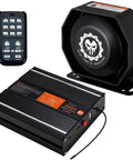 Beefy 12V Emergency Siren Speaker PA System Kit With Remote 200W 125-150dB Multi Tone Sirens and handheld microphone components
