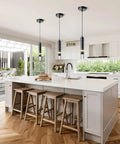 Matte Black Mini Pendant Lights 3 Pack With Integrated 36W 4000K LED Bubble Crystal Dimmable Hanging Fixtures For Kitchen Island And Dining Room