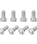 Straight Up Heavy Duty Knurled Thumb Screws And Brass Shoulder Bolts With Rock Solid Nickel Plated Grip Knobs For Top Shelf Hardware Assembly Eight Piece Pack, silver finish