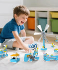 STEM Robot Building Kit With 570 Plus Pieces Motorized Farm Themed DIY Science Set Kid Friendly For Ages 6 And Up Educational Engineering Gearbox Toys For Boys And Girls Hands On Learning And Creative Problem Solving, child with model builds