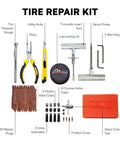 Heavy Duty Tire Repair Kit For Cars, Trucks, Motorcycles, And ATVs Complete Flat Fix Plug Set With tools and accessories laid out