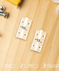 Two Pack Automatic Hidden Door Hinges With Spring Loaded Self Closing For Residential Use Concealed Crystal Clear Interior Hinges 45x35mm With Screws Sleek Modern Look For Doors And Windows on wooden surface