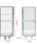 Open Frame Wire Mesh Rolling Cage Cart For Ventilated Transport And Logistics, Heavy Duty Dolly With Easy Mobility, Ideal For Textiles, Fresh Produce, And Warehousing Goods. 170cm high, 72cm wide, 82cm deep steel cage trolley
