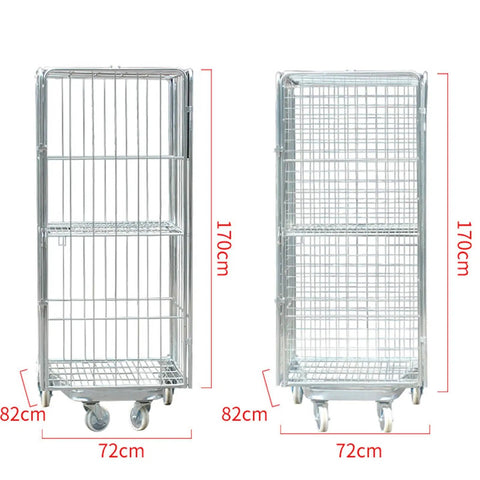 Open Frame Wire Mesh Rolling Cage Cart For Ventilated Transport And Logistics, Heavy Duty Dolly With Easy Mobility, Ideal For Textiles, Fresh Produce, And Warehousing Goods. 170cm high, 72cm wide, 82cm deep steel cage trolley