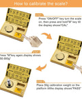 Calibration steps for Pocket High Precision Milligram Scale 0.001g Resolution With 50g Capacity Digital Jewelry Gold Powder Gem Scale.