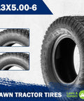 Two Pack 13x5.00-6 Turf Tires For Lawn And Garden Mower With 4PR Load Range Deep Traction Tread Not For Highway Use Tough For Yards