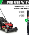 Recycler 22-Inch Blade Set For Toro Deck Mowers Mulching Replacement Parts, image showing blade and compatible mower.