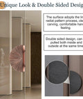 Heavy Duty Solid Metal Push Pull Door Handles With Radial Stripes For Glass And Wood Doors, Double Sided, shown in use.