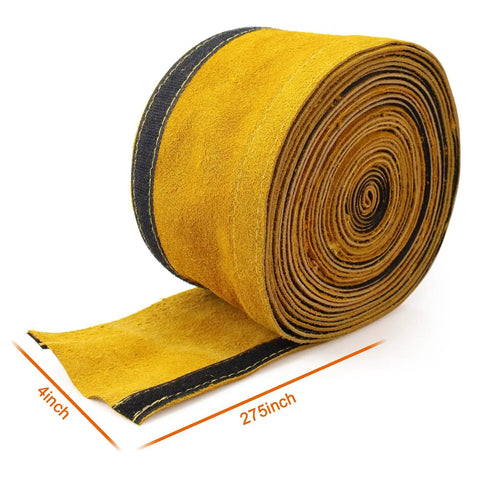 2-Pack TIG Welding Torch Cable Cover With Flame Resistant Yellow Leather, 275 By 3.9 Inches, 23 Feet Long, Cowhide With Kevlar Stitching