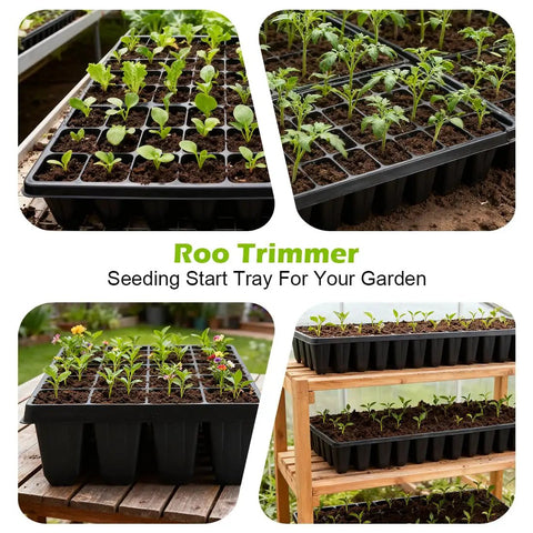 Deep 40 Cell Seed Starter Trays, 3.93 Inch Deep Plastic Nursery Trays For Seed Germination And Propagation, 2.1 By 1.8 Inch Cells, 20 By 10 Inches, Fits Standard 1020 Flats And Inserts, Pro Grade For Seedlings
