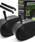 20 Percent Thicker Butyl Rubber Bike Inner Tube 24X1.75 24X1.95 24X2.10 24X2.125 Set Of 2 With 32mm Schrader Valve And 2 Tire Levers