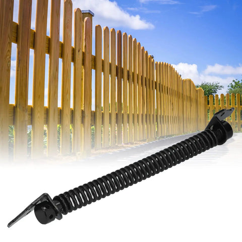 Heavy Duty Self Closing Gate Spring Kit For Outdoor Fence Adjusts Carbon Steel Retractor Tool Stops Animals And Locks Automatically on wooden fence