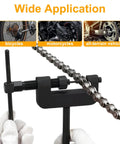 13-Piece Motorcycle Chain Breaker Tool Kit With 3 Anvils, Steel Pins, Riveter, for Bikes and ATVs in use on a bicycle chain