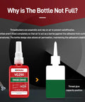 Front view: VG290 thread locker bottle (50 ml) with white cap; red bottle labeled THREAD LOCKER beside bolt.