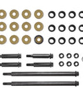 Front A Arm Bushing Seal Caps Bolts And Nut Shaft Collars Upper And Lower Rebuild Kit For Yamaha Banshee YFZ350 Raptor 250 YFM250R And Raptor 700 YFM700 Front Suspension Beef Up Kit Black components