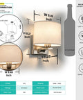 Edwarmlux Indoor Wall Sconces, Brushed Nickel, 1 Pack, E26 Bulbs Excluded with dimensions and fabric shade details.