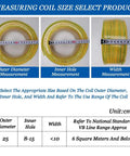 Measurement guide for Portable Wire Spool Rack For Multiple Axle Cables with outer diameter, inner hole, and width indicators.