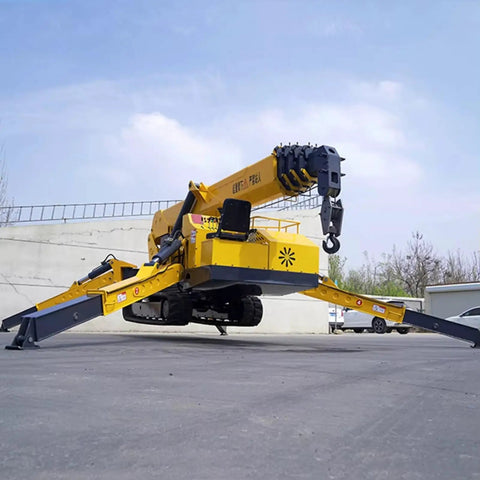 Compact 3 Ton Hydraulic Crawler Crane With Slick 360 Spin And Electric Hoist Built Solid For Tight Spaces Quick Construction Prep And Heavy Daily Lifting Chops with extended boom and electric hoist.