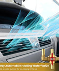 4 Way Automotive Heating Water Valve With 5/8 Inch Solid Brass Build And Manual Control For Vehicle Heater AC Coolant Flow Rig Ready, shown with cool air blowing from dashboard vents.