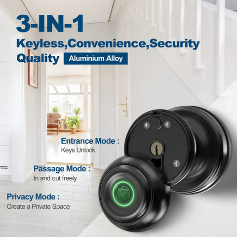 Keypad Door Knob Keyless Entry Lock For Home, Smart Door Lock With Backlit Keypad, Auto Lock, Anti Peep, 20 Access Codes Four To Eight Digits, No Fuss Install Electronic Door Knob For Secure Front Door, Silver