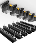Heavy Duty Ceiling Storage Rack For Garage And Shed Overhead Organizer Shelves System Powder Coated Tote Storage Racks close-up view