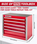 Beefed Up Heavy Duty 5 Drawer Rolling Tool Box In Red With Lockable Drawers Micro Roll Cab And Top Chest Stackable Steel