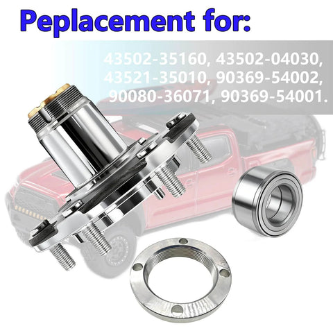 Front Wheel Hub And Bearing Assembly Kit Fits Tacoma 1995 2004 4WD 2.4L 2.7L 3.4L Engines Replacement Wheel Hub Bearing