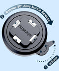 Quad Series Mountain Bike Phone Mount With Quick Lock And Release for Aluminum Handlebar Stem, rotating buckle detail.