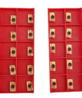 20Pcs APKT11T3 TiN Coated Carbide Indexable Inserts For Face Milling Cutter arranged in red storage case.