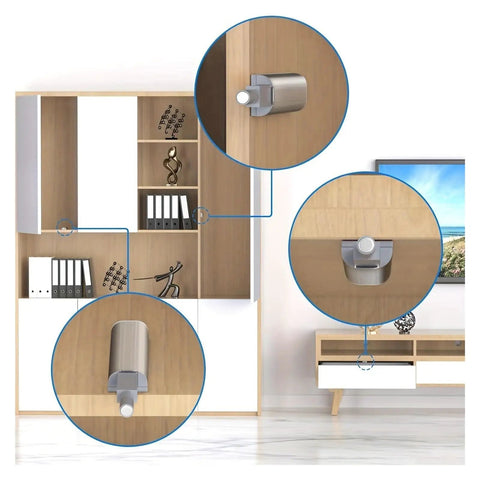 Magnetic Push Latch Locks With Soft Close Feature For Cabinets Doors Kitchen And Wardrobe 10 Pack Easy Install Durable Magnetic Catch Hardware For Quick Setup No Drilling Tools Required installed on brown cabinet