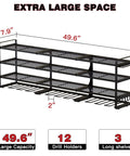 48 Inch Power Tools Organizer Wall Mount With Four Heavy Duty Shelves, 12 Drill Holders, Side Hooks And Bottom Tool Rack