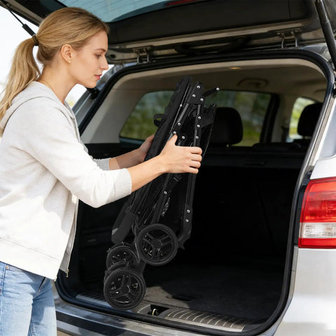 Person loading Folding Shopping Cart And Heavy Duty Pet Carrier 110 Lbs 2 In 1 Personal Cart into vehicle trunk