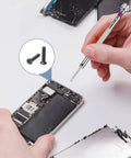 All Purpose Pro Grade 500 Piece Screw Kit With M1.2 M1.4 M2.0 Small Screws For Laptop PC Motherboard SSD And Glasses Includes Micro Screwdriver And 18 Common Sizes For Quick Fixes used to repair a smartphone.