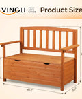 Outdoor Storage Bench With Seating For Two Weatherproof Cedar Wood Deck Box Loveseat 2 Person Patio Bench With Storage Waterproof Slats Durable Garden Entryway Bench For Backyard And Porch with dimensions shown