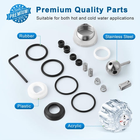 Faucet Repair Kit With Handle For Delta And Peerless RP44123 Includes Ball Assembly Seats Springs Cam Cap Knob