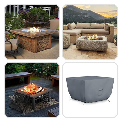 Tough Outdoor Square Fire Pit Cover 30 Inch by 30 Inch 12 Oz PVC Coated Polyester Waterproof Weather Resistant UV Protected