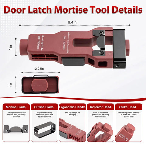 Heavy Duty Aluminum Alloy Door Hinge Jig And Lock Latch Installation Kit For Dead Simple Mortise Cutting And Dead Center Hole Drilling No Fuss Carpenter Tool Set, 6.4in long and ergonomic design.