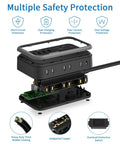 Exploded view of 2 Pack 6 Outlet Power Strip With Four USB Ports And Flat Plug Five Foot Extension Cord Overload Protection