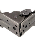 Premium Hella Sturdy Full 8 Pack Set Foldable Steel Brackets Heavy Duty Self Locking Hinges showing a close-up of the hinge.