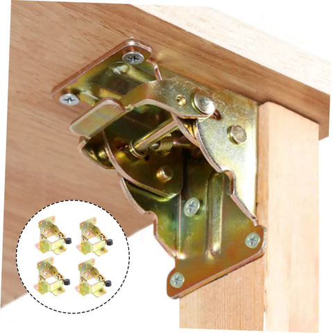 Zero Wiggle Self Locking Folding Hinges For Furniture Legs Tables And Chairs Pro Level Spring Activated bracket installed on wood