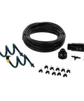 Hanging Basket Drip Irrigation Kit With Flex Misters For Micro Watering showing tubing, connectors, and misting nozzles.