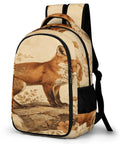 Vintage Floral Red Fox Printed Unisex Backpack With Large Capacity Durable Polyester Build Breathable Straps Smooth Zipper