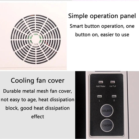 No Fuss Countertop Ice Maker Rolling Out Rapid Chill With Fifteen Kilos Daily Output And Snappy Nine Cube Runs simple operation panel with fan cover
