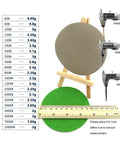 Premium 120 Piece Set Of 4 Inch Hook And Loop Sanding Discs With Dust Venting Holes And Durable Silicon Carbide Coating with grit details.