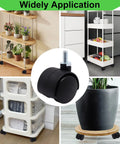 1 Inch Stem Swivel Casters Set Of 4, M6 Threaded Stem, 360 Degree Rotation, Heavy Duty Replacement Castors For Furniture, Black