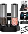 Electric Salt And Pepper Grinder Set With Type C Fast Charging Auto Mode 6 Adjustable Coarseness Ceramic Core Stainless Steel