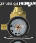 CGA520 Acetylene Regulator For B Tanks with pressure gauge, brass body, leak-free design for precise gas control in welding.