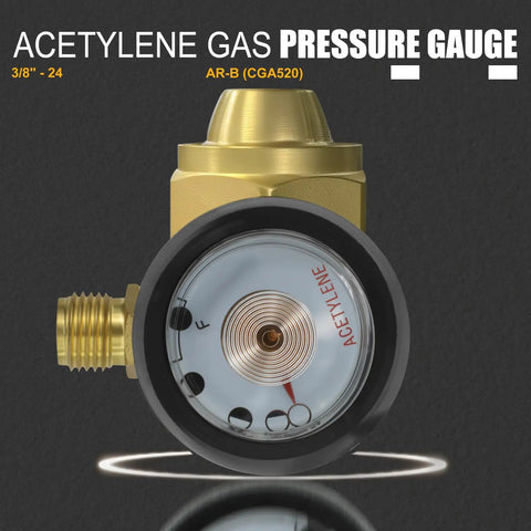 CGA520 Acetylene Regulator For B Tanks with pressure gauge, brass body, leak-free design for precise gas control in welding.