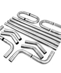 2.5 Inch T304 Stainless Steel Custom Exhaust Pipe Kit 16 Gauge Tubing Mandrel Bent Pipe Straight And U Bend Universal Includes Two Packages For Easy Slip Fit Installation showing multiple sections
